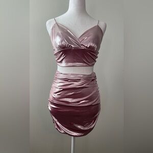 B Darlin Elegant Pink Satin Set Top & Skirt